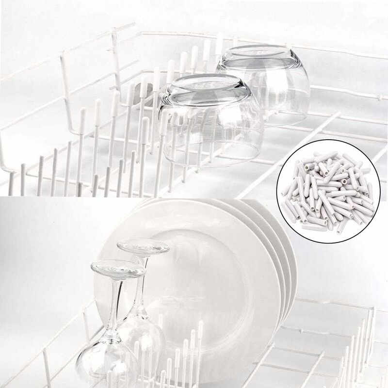 120 Pieces Dishwasher Caps, Inner Diameter 3Mm Pvc Protective Cover, Dish Basket, 325Mm (White)