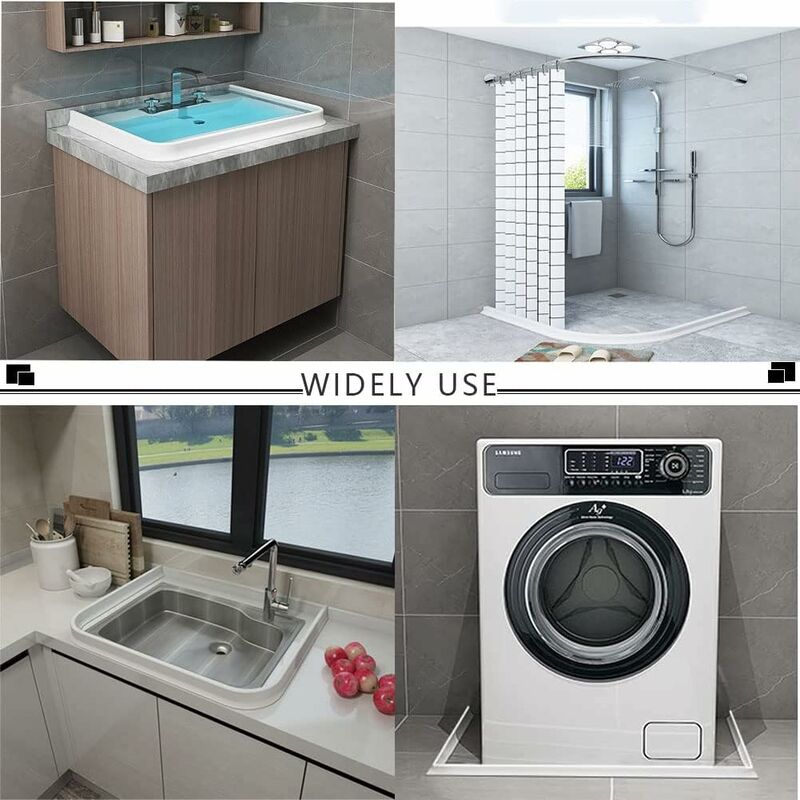 2M/78In Silicone Shower Threshold Water Barrier, Wet ROom Floor Water Barrier, Bathroom Water DAm, Shower Sealing