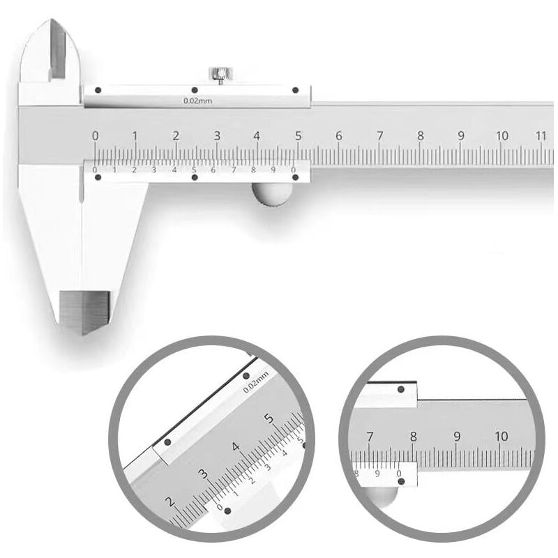 Stainless Steel Analog Vernier Caliper 150Mm / 0.02Mm High Precision Micrometer Tool With Depth, Inside And Outside