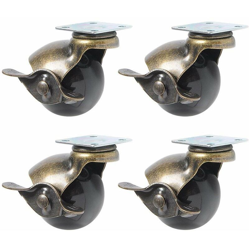 4 pcs Furniture Leg Caster Wheels (1.5Inch (40Mm) - With Brake)