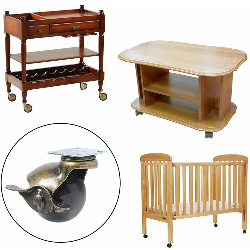 4 pcs Furniture Leg Caster Wheels (1.5Inch (40Mm) - With Brake)