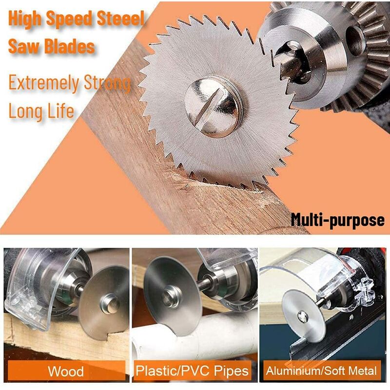 6 pcs Hss Saw Blades Set With 1Pc 1/8" Shank Extension ROd, Cutting Wheel Set For ROtary Tools