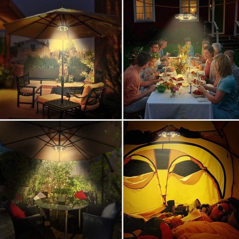 Patio Umbrella Light Warm White, 3 Brightness Modes, 28 LED Lights At 200 Lumens, 4 Aa Batteries Operated, For Patio