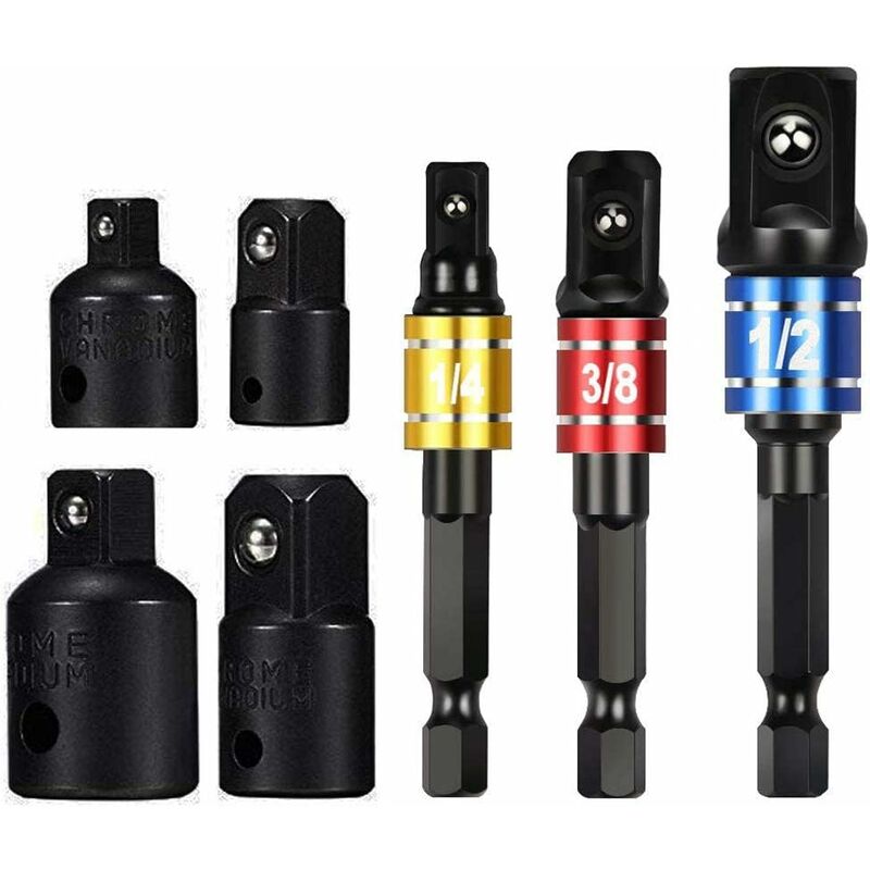 Socket Adapter 1/2 3/8 1/4 Hexagon Drill Bits Adapter Set Nut Wrench Reducer Socket Adaptor Converter Ratchet Wrench