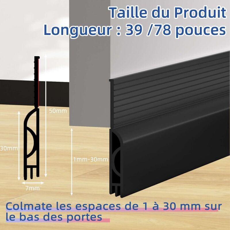 Insulated Door Bottom 100 Cm, Self-Adhesive Door Draught Excluder, Silicone Door Bottom Anti Cold Thermal Insulation