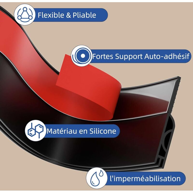 Insulated Door Bottom 100 Cm, Self-Adhesive Door Draught Excluder, Silicone Door Bottom Anti Cold Thermal Insulation