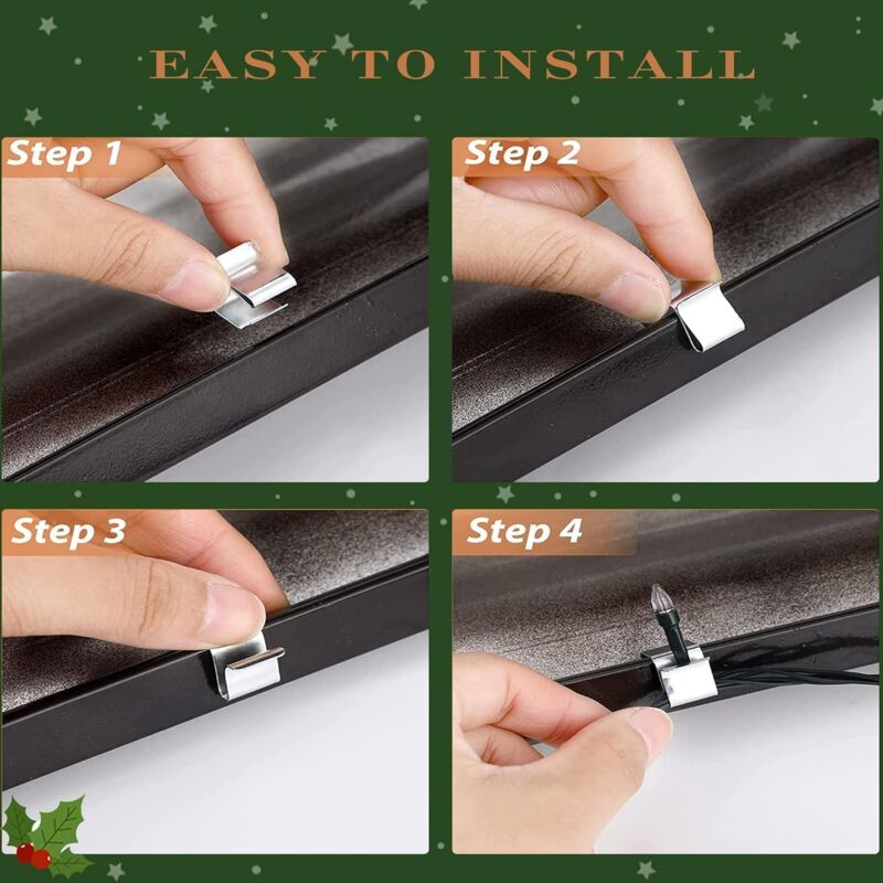 100 pcs Christmas Light Hook,Cable Clips,Outdoor ROof Gutter Hooks,Christmas Lights Gutter Hooks Galvanized Holiday