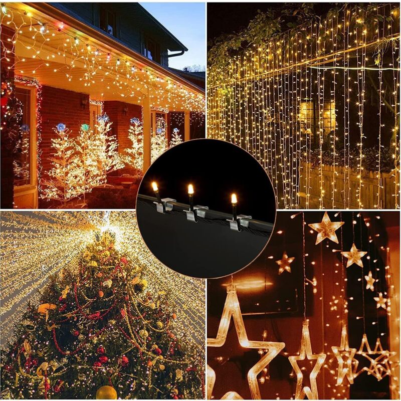 100 pcs Christmas Light Hook,Cable Clips,Outdoor ROof Gutter Hooks,Christmas Lights Gutter Hooks Galvanized Holiday