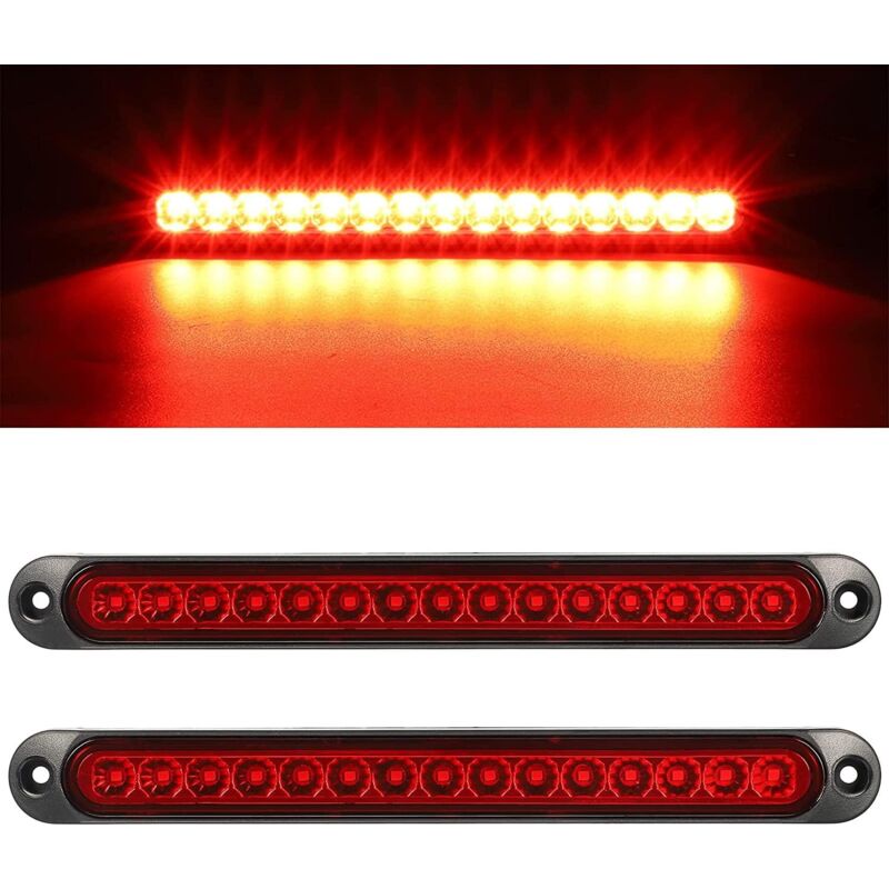 2 pcs 12-24V 15 LED Trailer Brake Tail Light Bar Waterproof Rear Lights Running Lights Identification Light For Offroad