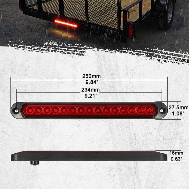 2 pcs 12-24V 15 LED Trailer Brake Tail Light Bar Waterproof Rear Lights Running Lights Identification Light For Offroad