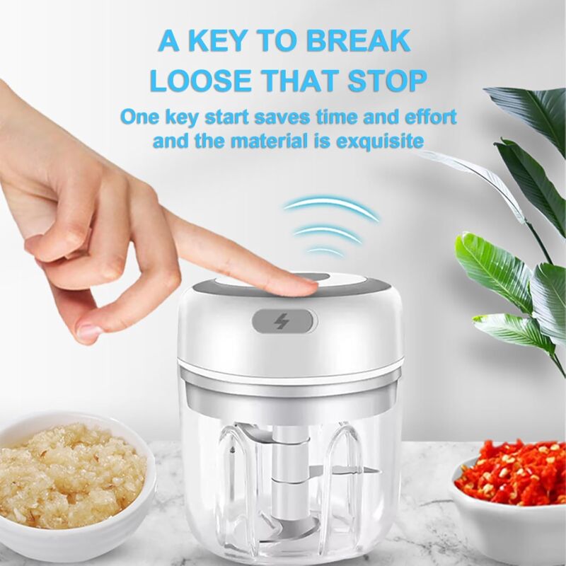 Cordless Electric Food Chopper, Mini Food Processor, 250Ml, Easy To Clean And Replace, Durable Electric Blender For
