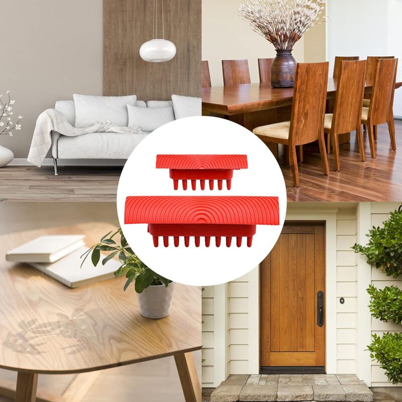 4 Pieces Wood Graining Tool, Wood Effect Grain For Decoration - Red，Rubber Wood Graining Tool Wood Effect Grain For
