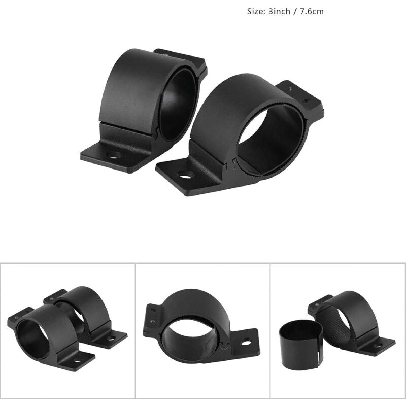 2 Bar Mounting Brackets, Keenso Aluminum Bar Mounting Clamps For Automotive LED Headlight Bars (3")