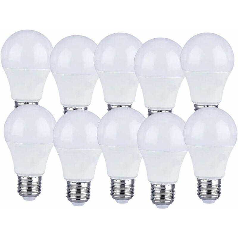 Pack Of 10 Pack Of 10 E27 9W A60 LED Bulbs - Warm White Light 4200K - 806 Lumen