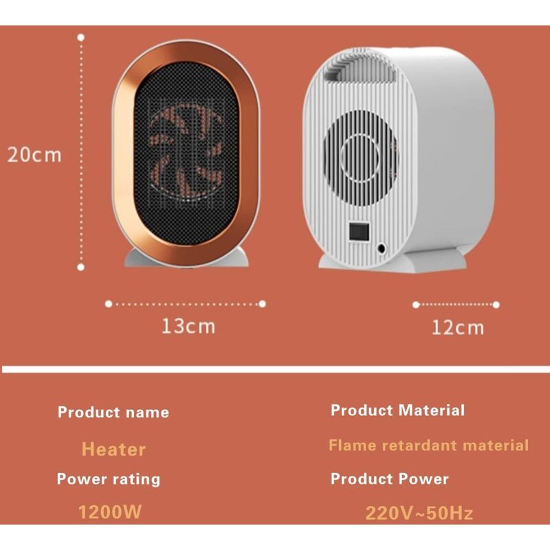 1200W Electric Ceramic Fan Heater With 2 Heat Settings And Overheat Protection Fast Heating And Quiet With Low Energy