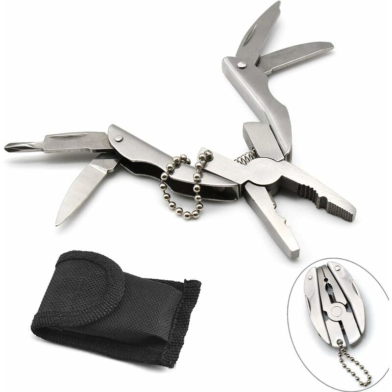 Multi-Tool Pliers Kit Multifunction Pocket Tool With Black Leather Sheath, Multitools Pliers For Camping, Fishing,