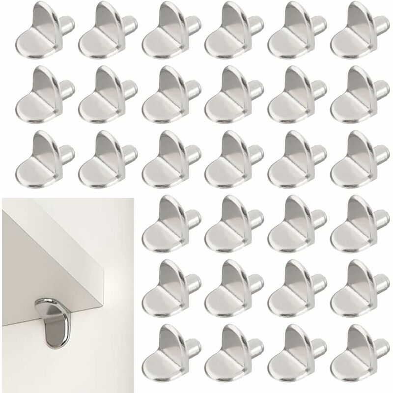 30 Pieces Shelf Support Pegs, 5Mm Shelf Pegs L-Shaped Bracket For Wood And Glass Cabinet Storage Furniture Cupboard