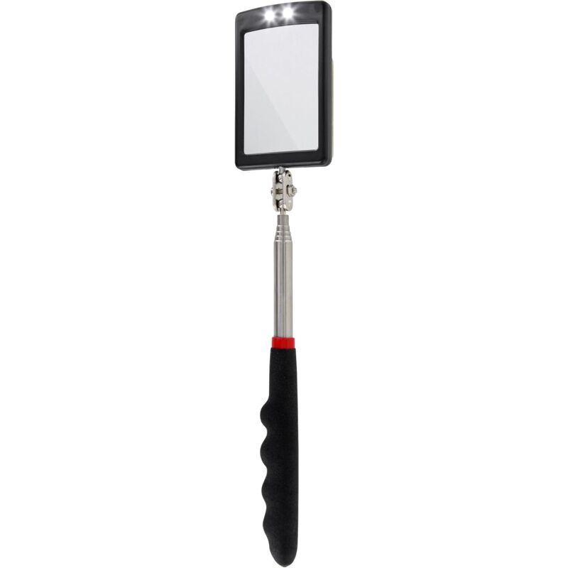 Ultra Slim LED Telescopic Mirror - Battery Included - Super Clear - Extendable Up To 88Cm - Double Ball Joint -