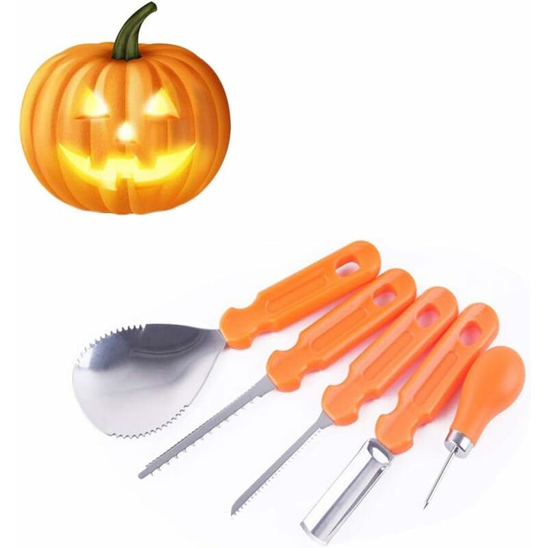 5 pcs Halloween Pumpkin Carving Tools Set Premium Quality Reusable Heavy Duty Stainless Steel Pumpkin Carving Tools For