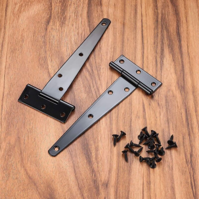 4 Pack Hinges, Black Barn Door Hinges, Door Hinges, Stainless Steel Flat Hinge For Gates, Closet - 6 Inch