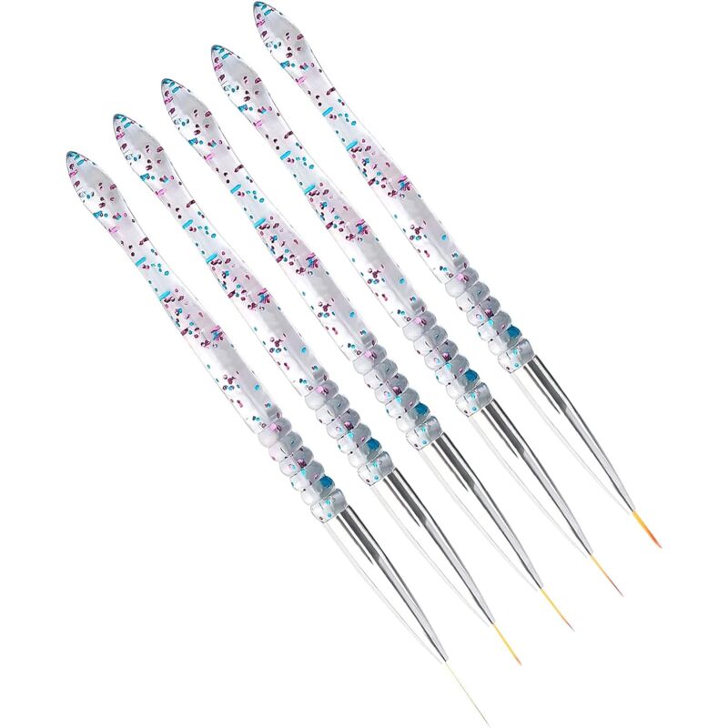 5 pcs 7/9/11/15/20Mm Nail Art Brush Set, Acrylic Crystal Liner Brush Nail Art Nylon Brush Head Nail Tools For Diy Design