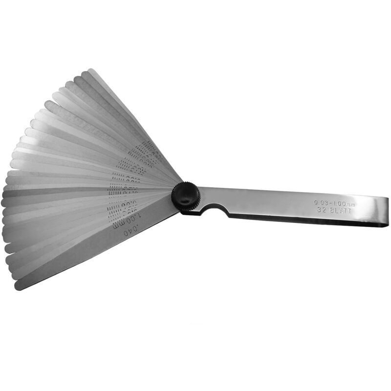 32 Blades Steel Feeler Gauge - Dual Marked Metric And Imperial Measuring Tool For Measuring Gap Width Or Thickness