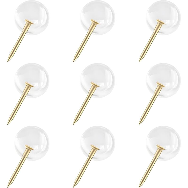150 pcs Large Size 9.5Mm Gold Push Pins ROund Head Gold Steel Thumb Tacks With Clear Plastic ROund Head Thumb Tacks For