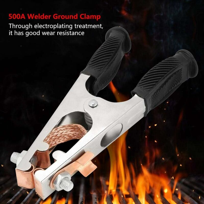 Welding Ground Clamp, Galvanized Welding Earth Clamp 500A Magnetic Ground ROd Clamp Good Conductivity For Welder For