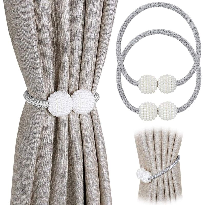 2 Pack Magnetic Curtain Tiebacks For Small, Thin, Or Sheer Curtains Grey Curtain Tieback