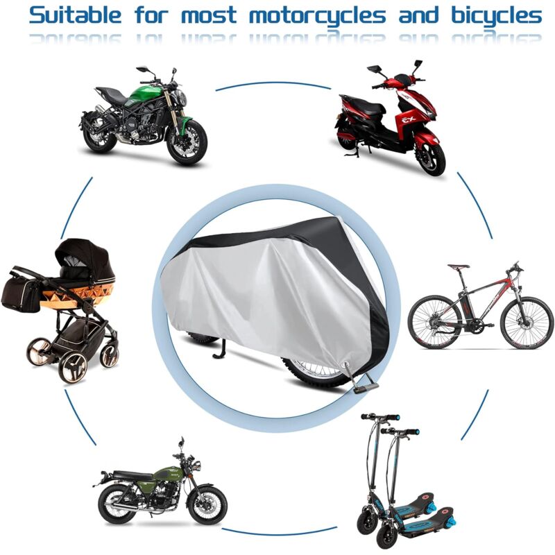 Motorcycle Cover Outdoor, Bicycle Scooter Waterproof Polyester Cover Resistant To Bird Droppings, Water,