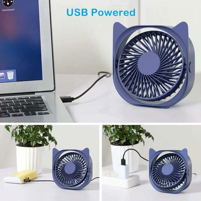 Personal Desk Fans Small Quiet, 3 Wind Speeds, Small Portable Table Fans Fast Cooling For Office, Dorm ROom (Blue)