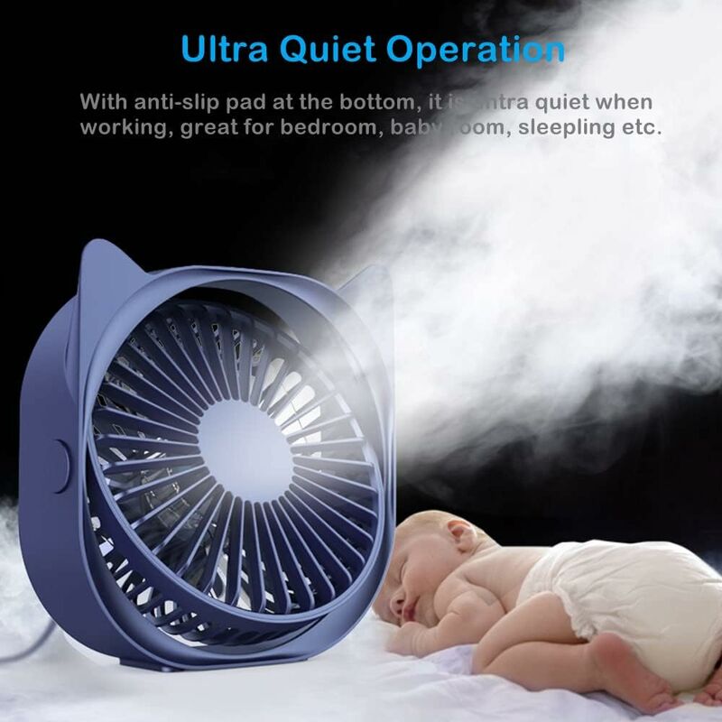 Personal Desk Fans Small Quiet, 3 Wind Speeds, Small Portable Table Fans Fast Cooling For Office, Dorm ROom (Blue)
