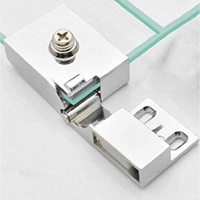 Pair / Frameless Glass Door Hinge Wine Cabinet Showcase Glass Door Hinge Side Mounted Embedded (Silver)