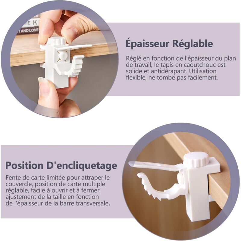 4 pcs Curtain Holder Clip Bracket, Adjustable Crossbar Curtain ROd Towel Storage Hook