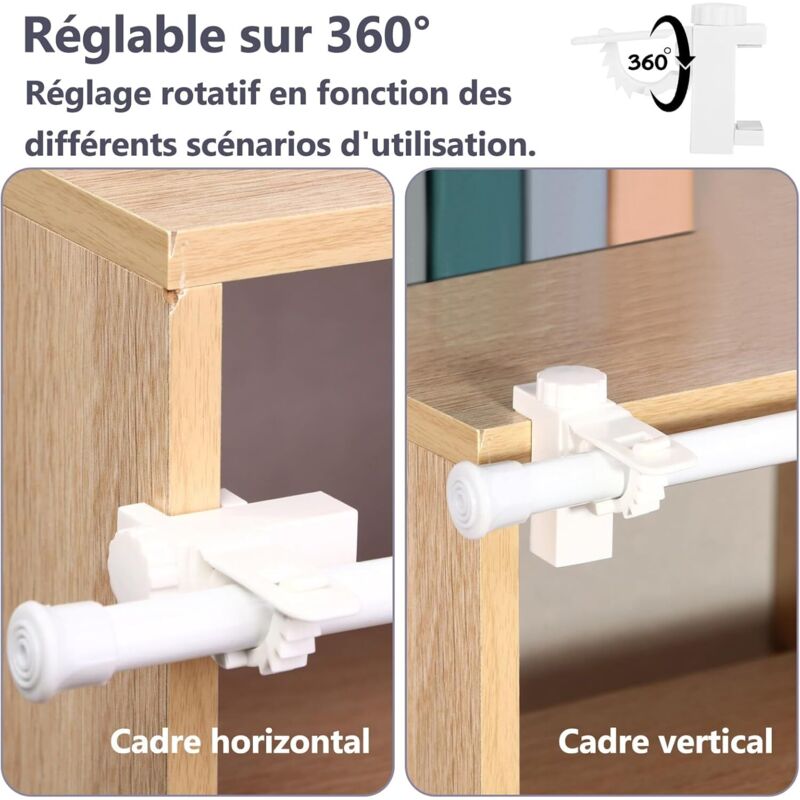 4 pcs Curtain Holder Clip Bracket, Adjustable Crossbar Curtain ROd Towel Storage Hook