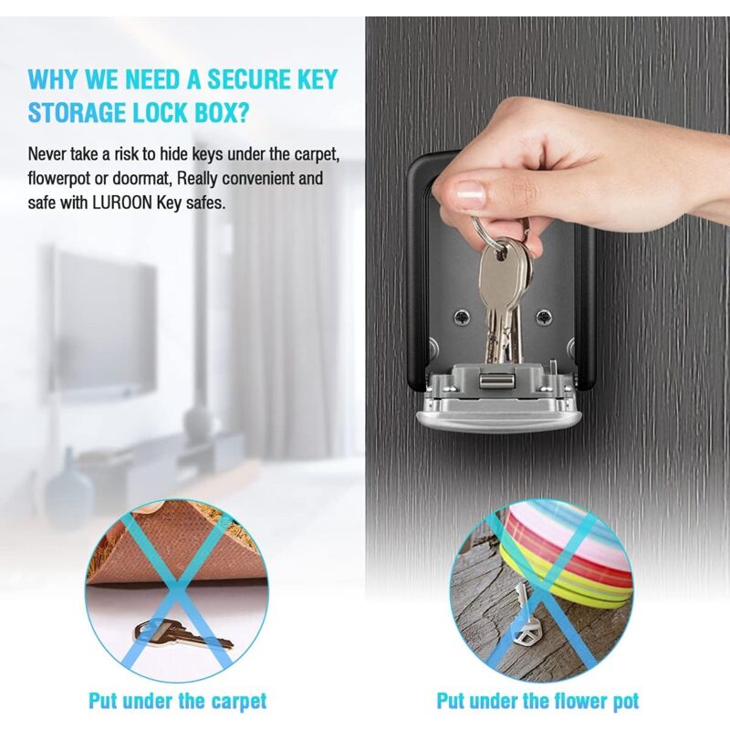 Key Safe Box, Wall Mounted Key Safe [Waterproof And Rustproof] [Indoor And Outdoor Use] For Home School Office Factory