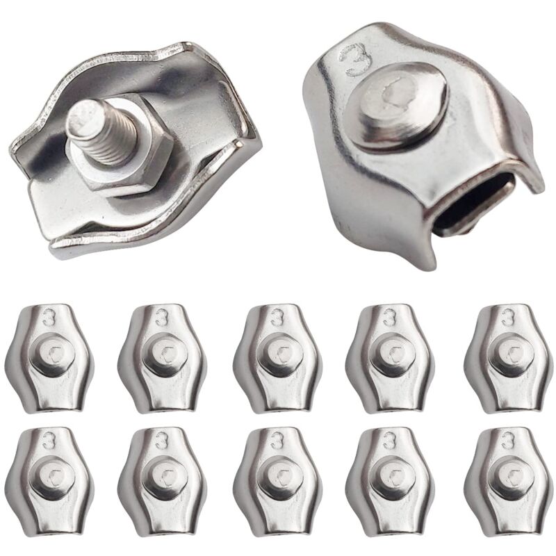 20 pcs Wire ROpe Clips Steel Cable Clamp M3 Wire ROpe Clips For 1.5Mm-3Mm Steel Cable Stainless Steel Cable Clamp For