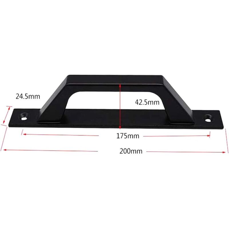 19.6Cm Wooden Handle Barn Door Pull Sliding Door Handle Carbon Steel (D Black)