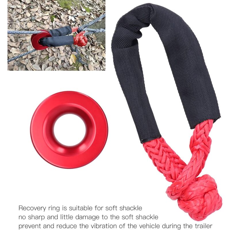 Recovery Ring Set, Safe Synthetic Soft Shackle ROpe High Strength Anti-Rust For Atv For Truck For Car(Red)
