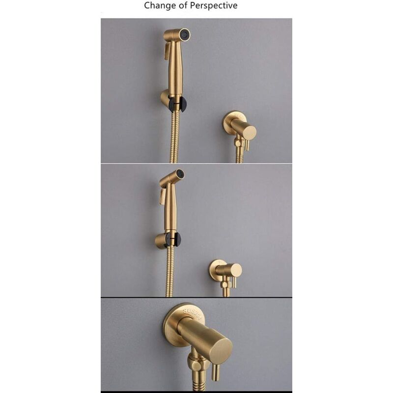 Stainless Steel Toilet Bidet Shattaf Faucet Sprayer, Bidet Sprayer Kit (Gold)