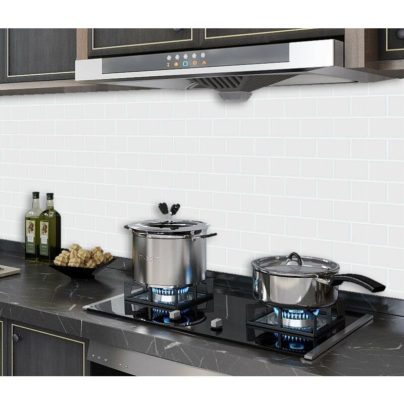 10 pcs White 3D Wall Tile Sticker Kitchen Bathroom (30.5X 30.5Cm)