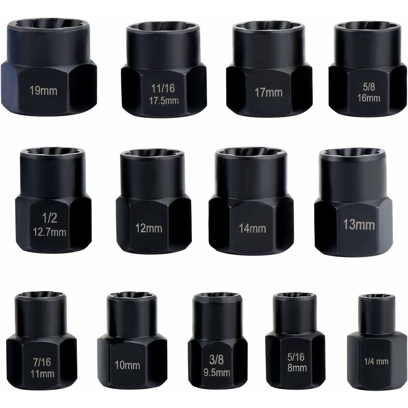 Socket Sets, Nut Extractor, DAmaged Bolt Extractor Socket (13 pcs)