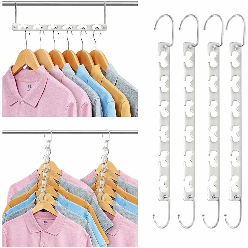 Space Saving Hangers, Magic Metal Hangers Stainless Steel Non-Slip, Multifunctional Space Saving Hanger Organizer In