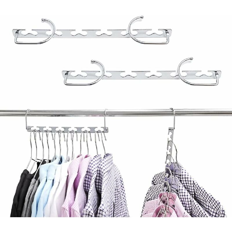 Space Saving Hangers, Magic Metal Hangers Stainless Steel Non-Slip, Multifunctional Space Saving Hanger Organizer In