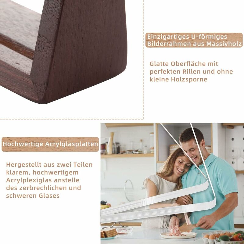 6 Inch Photo Frames 2 pcs Set, Wooden And Acrylic Glass Picture Frame For Tabletop Home Decor