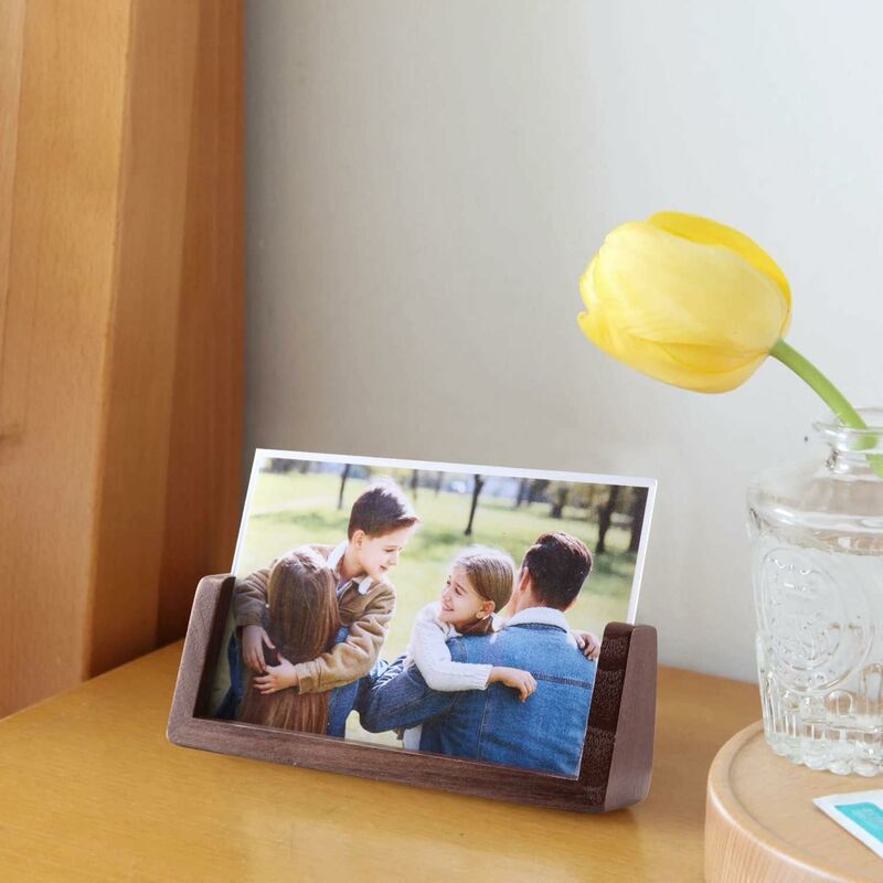 6 Inch Photo Frames 2 pcs Set, Wooden And Acrylic Glass Picture Frame For Tabletop Home Decor