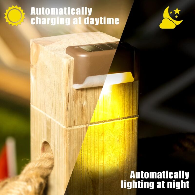 12 Pack Solar Lights Waterproof Solar Powered Lights For Deck, Stairs, Fence, Yard, Patio And Driveway (Warm White)