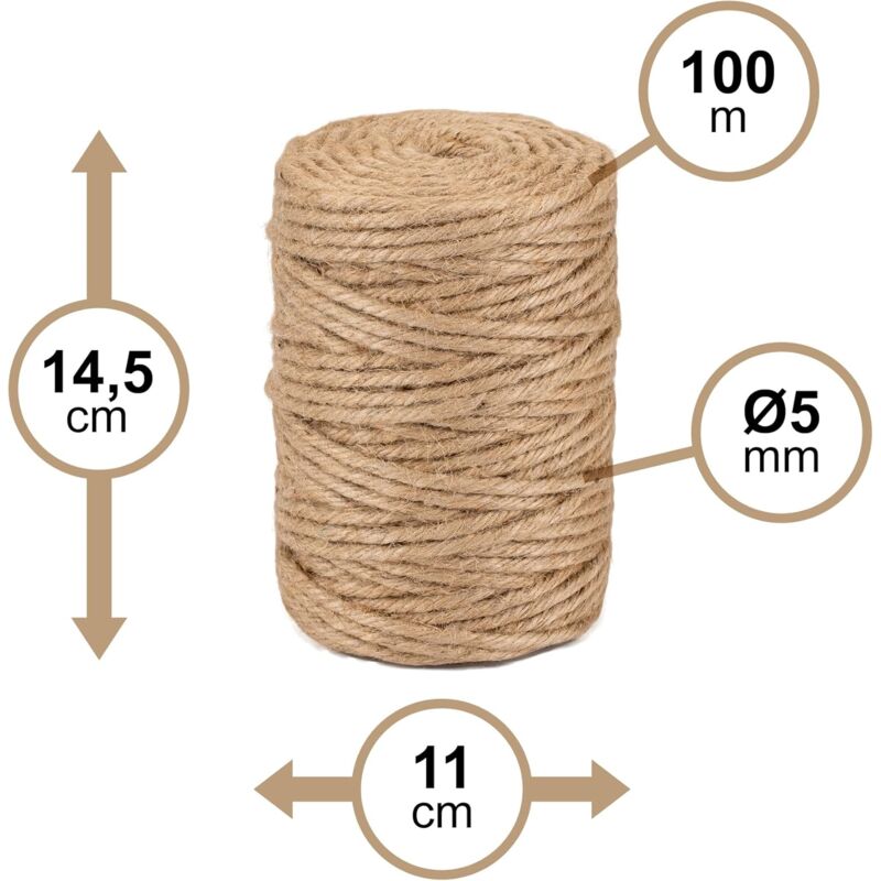 Natural Jute Twine Ø5Mm ±100 M La Cordeline Cjn33, Natural