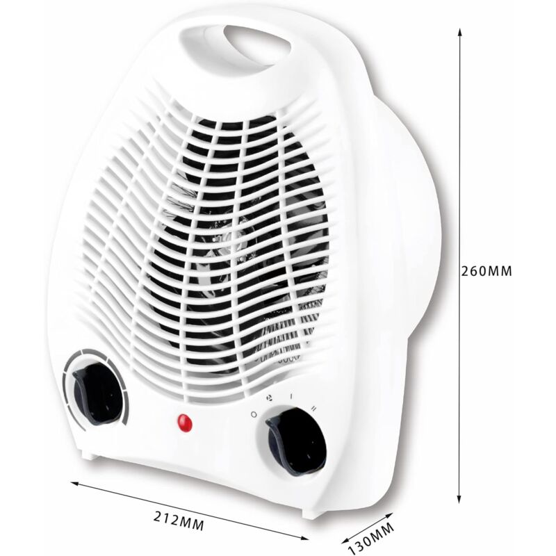Electric Fan Heater, Electric Stove, 1000W / 2000W, Hot Air Thermo Convector 2 Powers Intuitive Button, Silent, Portable