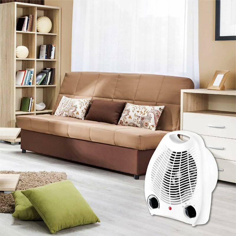 Electric Fan Heater, Electric Stove, 1000W / 2000W, Hot Air Thermo Convector 2 Powers Intuitive Button, Silent, Portable